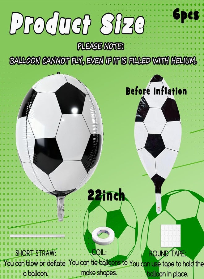 KHC-KHF Soccer-Balloons 6PCS 22in Large Metallic Round Sphere Soccer Ball Football Balloons Birthday Game Day Sports Themed Party Decoration Activities Supply - Image 3